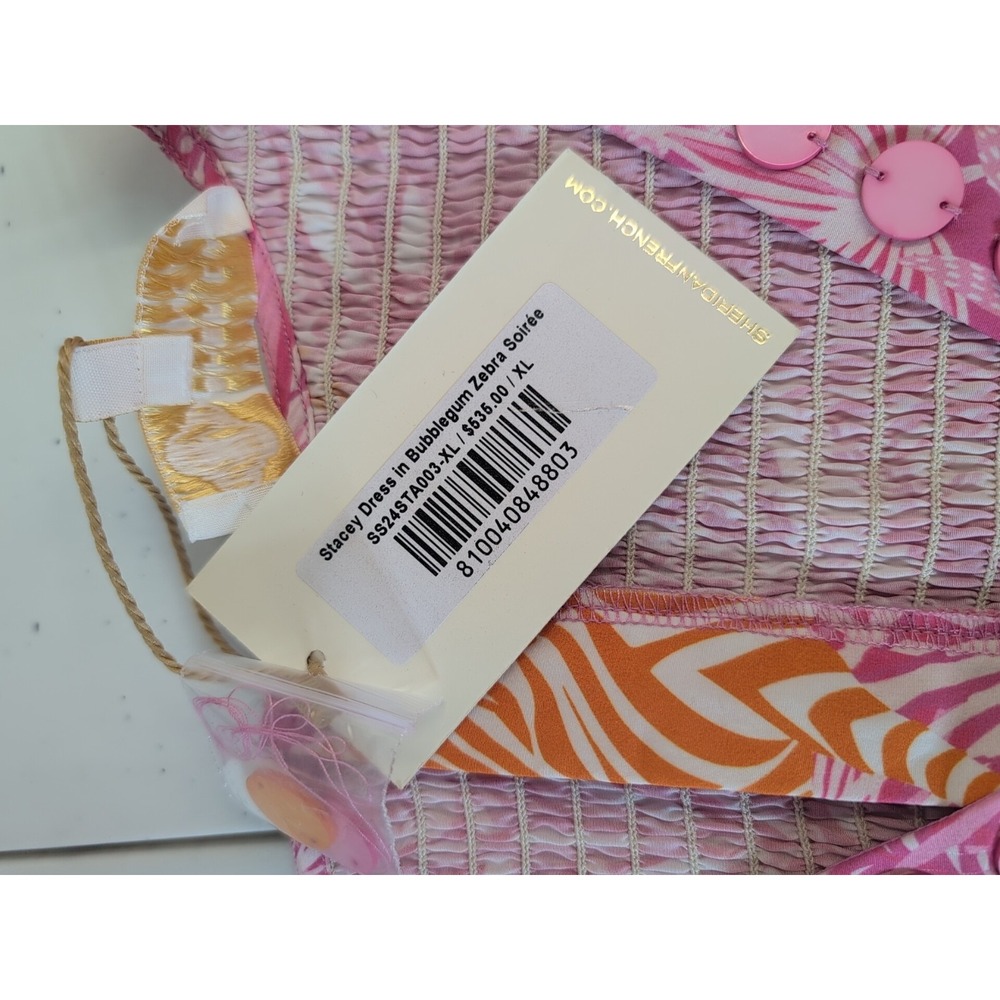 New Sheridan French Stacey Maxi Pink Zebra Dress medallion flutter sleeve XL - Picture 5 of 12